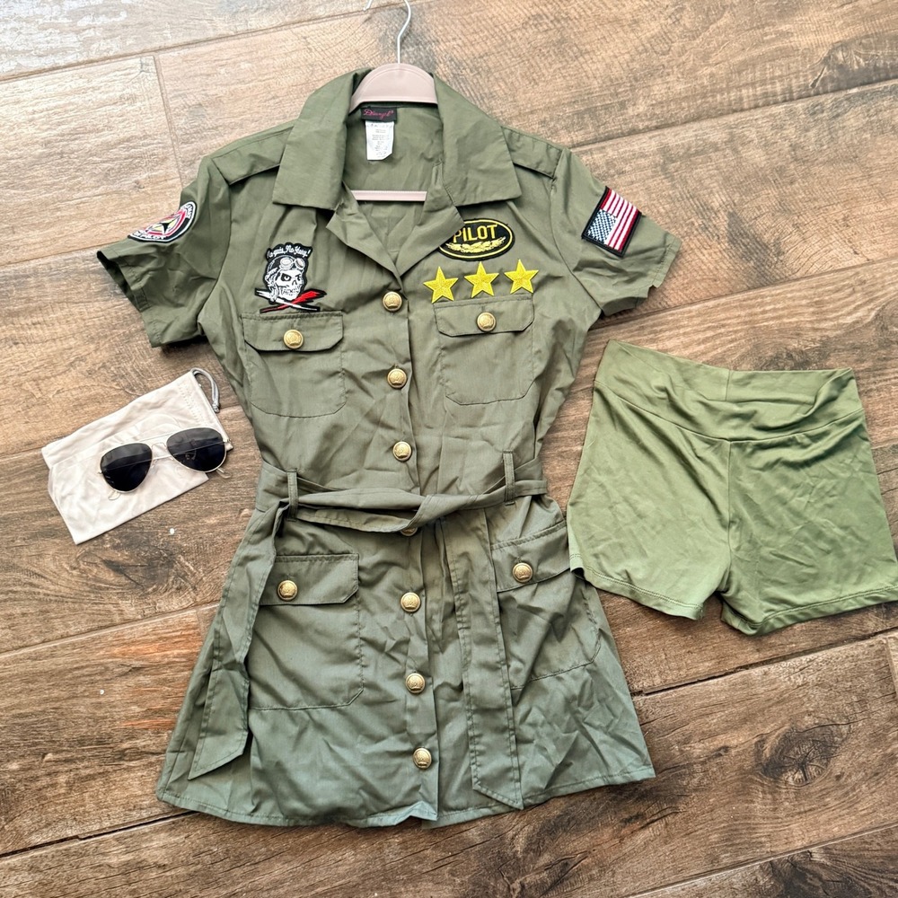 Dreamgirl Women's Fighter Pilot Costume-4pc Set (11570), Green, S